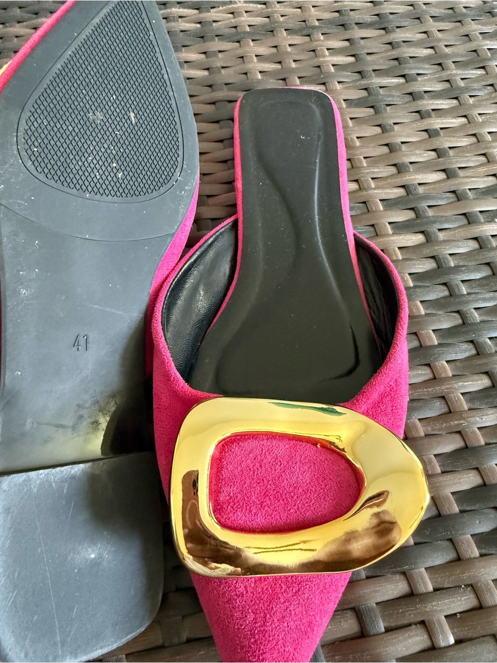 Hot Pink Mules Faux Suede Size 11 Women - Picture 4 of 6